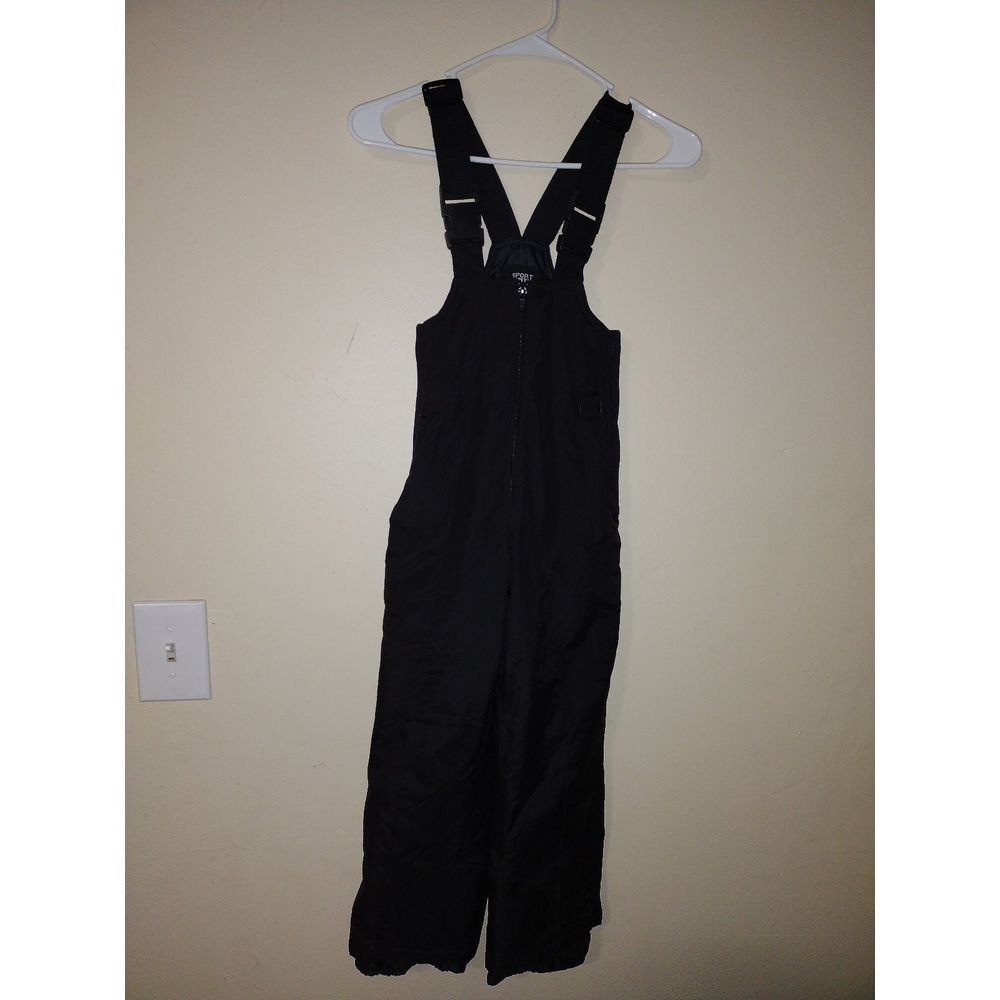 Sport essentials kids black snow overalls size 8